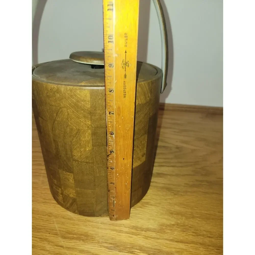 Vintage Ice Bucket Brown Vinyl 60s 70s Retro Vintage Barware Masculine